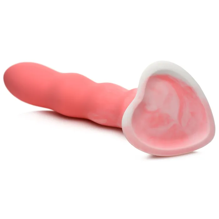 Dildos Curve Toys Wavy Silicone Pink and White Dildo