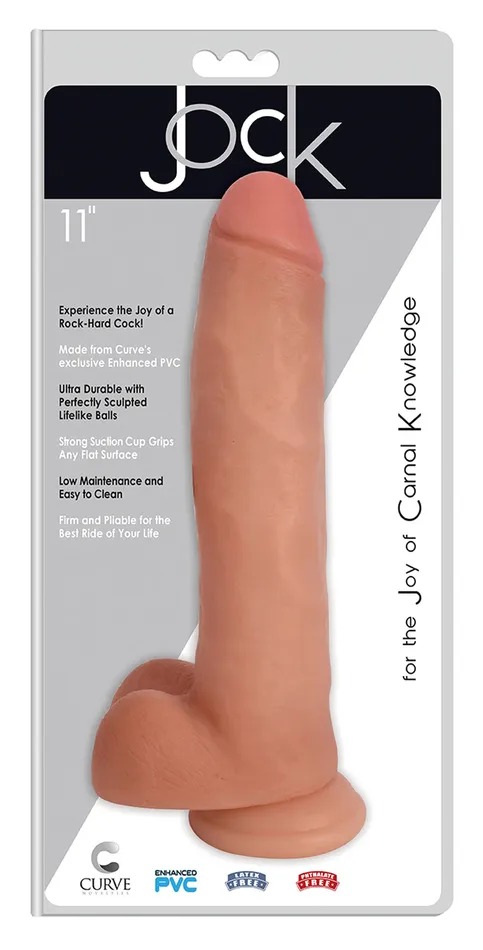 Dildos JOCK 11 Inch Dong with Balls Flesh Curve Toys Dildos JOCK 11 Inch Dong with Balls Flesh Curve Toys