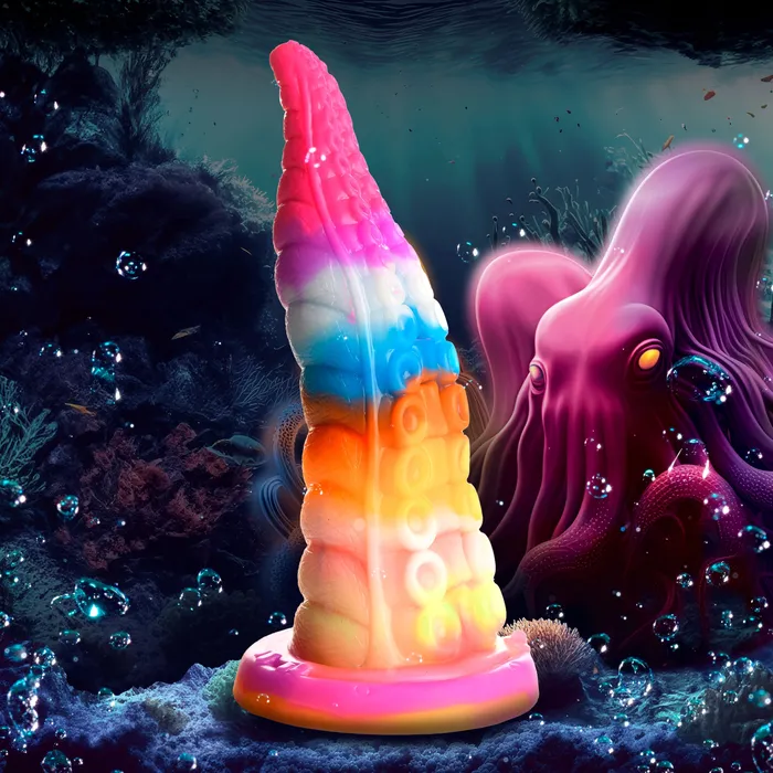 Dildos XR Brands Luminoctopus GlowInTheDark Tentacle Silicone Dildo