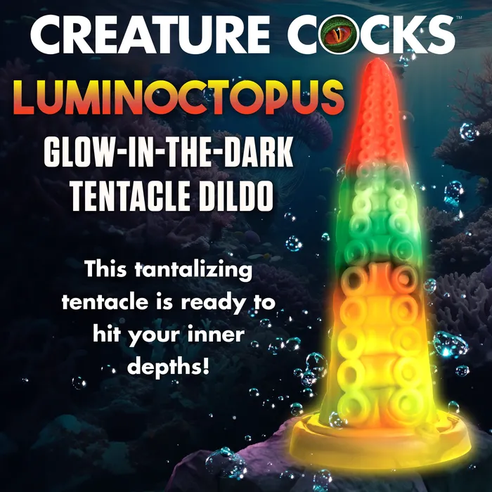 Dildos XR Brands Luminoctopus GlowInTheDark Tentacle Silicone Dildo
