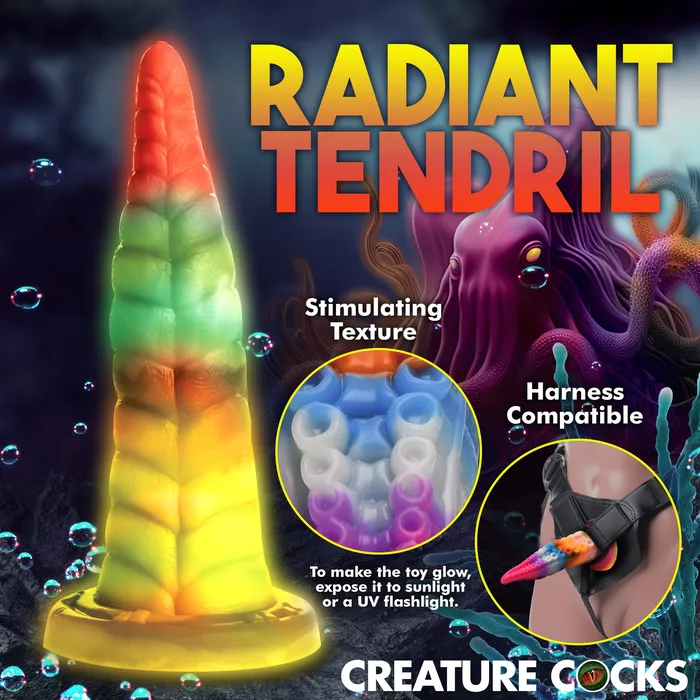 Dildos XR Brands Luminoctopus GlowInTheDark Tentacle Silicone Dildo