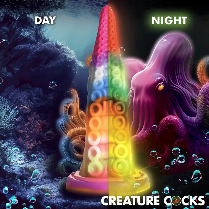 Dildos XR Brands Luminoctopus GlowInTheDark Tentacle Silicone Dildo