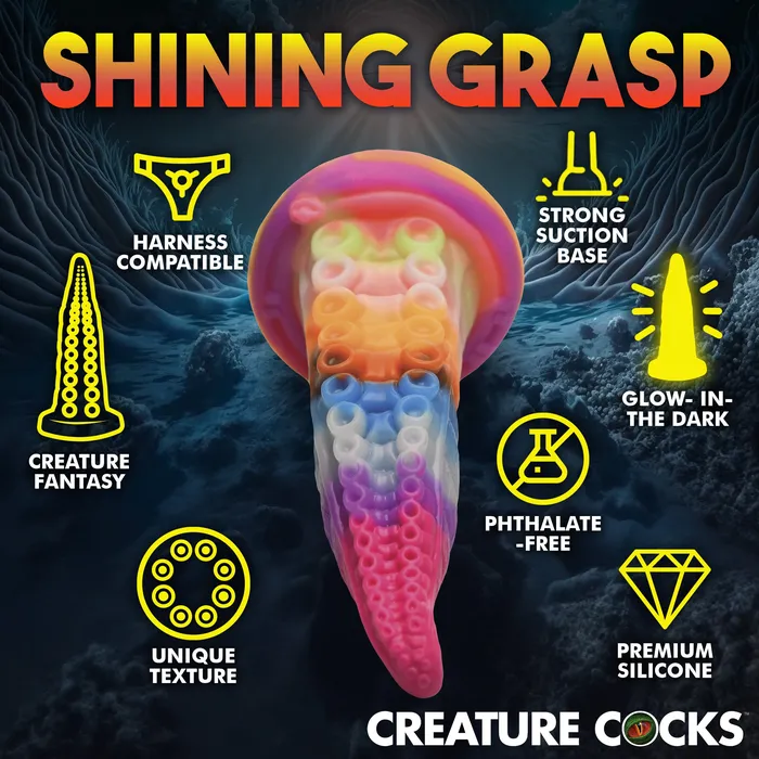 Dildos XR Brands Luminoctopus GlowInTheDark Tentacle Silicone Dildo
