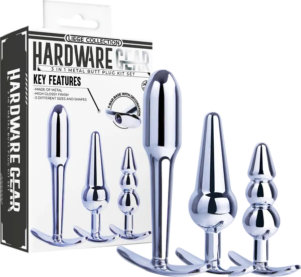Excellent Power 3 in 1 Metal Butt Plug Kit Set Anal