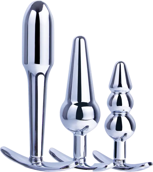 Excellent Power 3 in 1 Metal Butt Plug Kit Set Anal