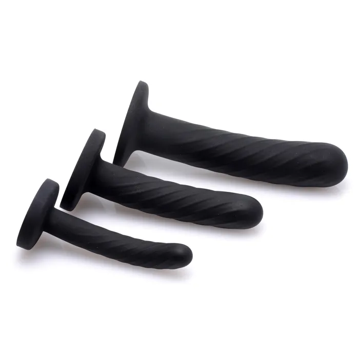 Female Sex Toys Trinity StrapOn Silicone 3 Piece Dildo Set Black XR Brands Female Sex Toys Trinity StrapOn Silicone 3 Piece Dildo Set Black XR Brands