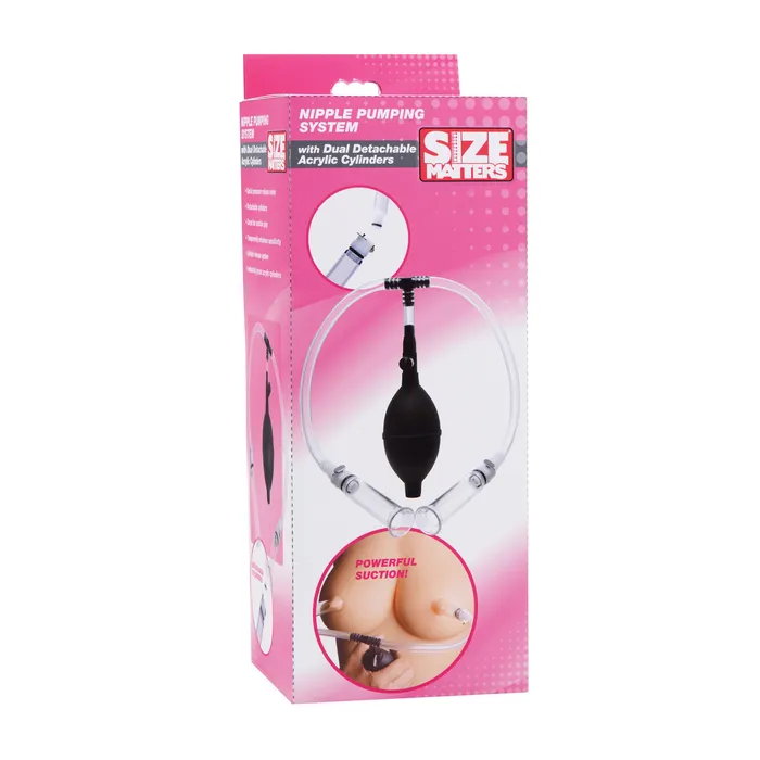 Female Sex Toys XR Brands Nipple Pumping System with Dual Detachable Acrylic Cylinders