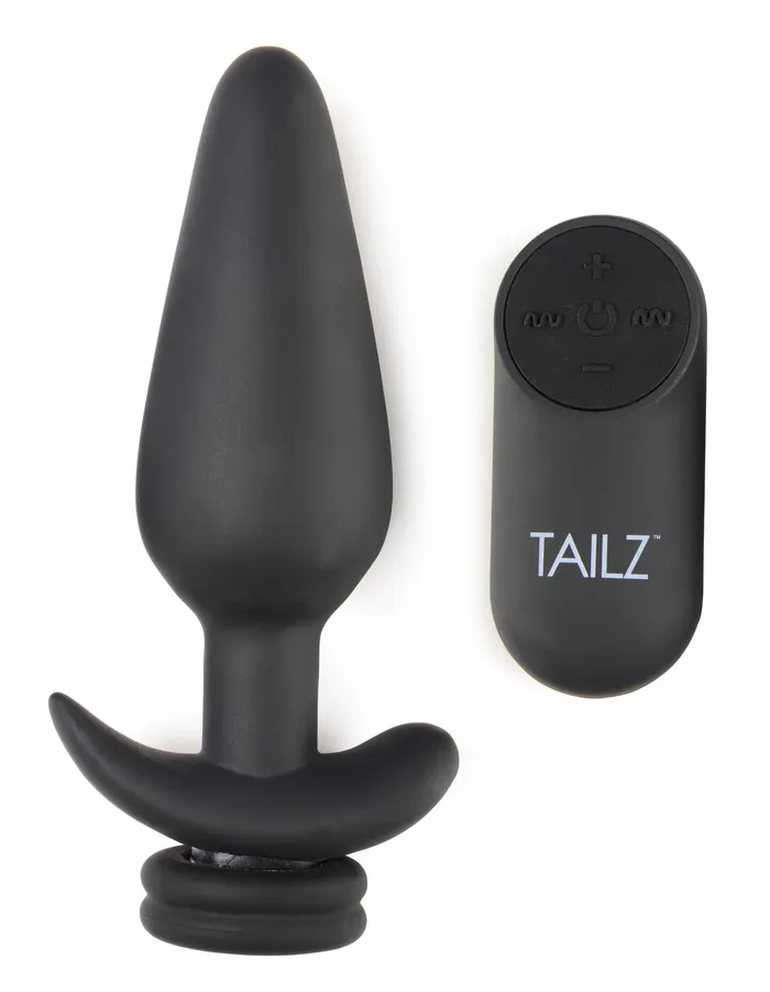 Large Vibrating Anal Plug with Interchangeable Fox Tail White XR Brands Male Sex Toys