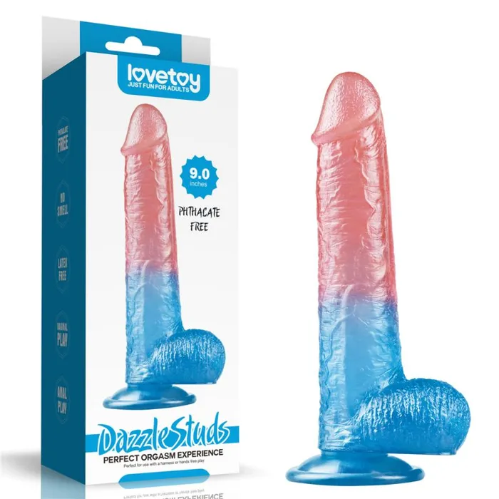 Lovetoy Vibrators Dazzle Studs Dildo 9in PinkBlue