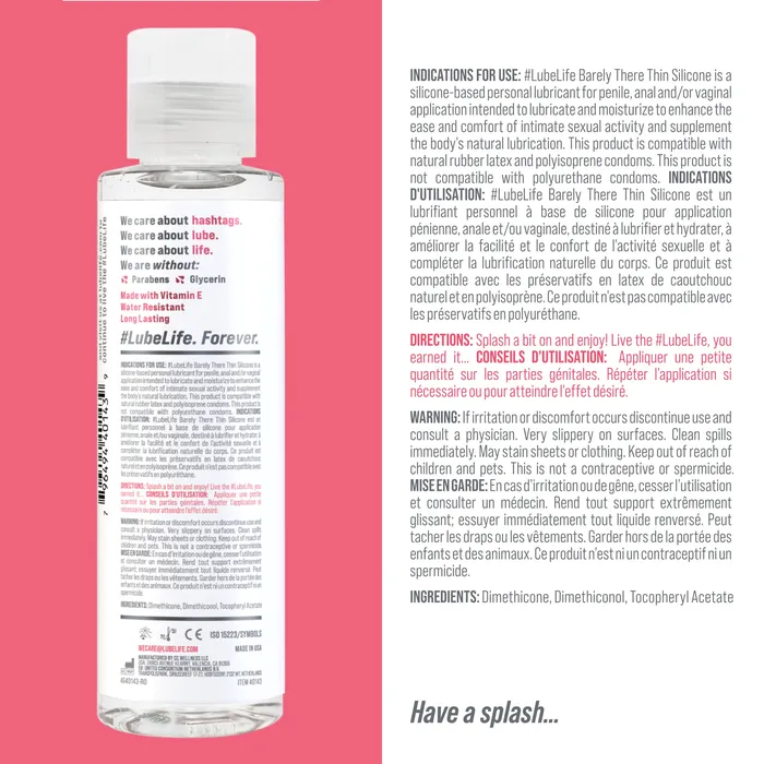 Lubelife Lubricants Barely There Thin Silicone Lubricant