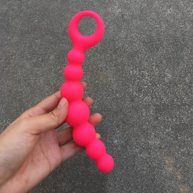 Male Sex Toys Anal Beads Silicone With Finger Handle PlugLust