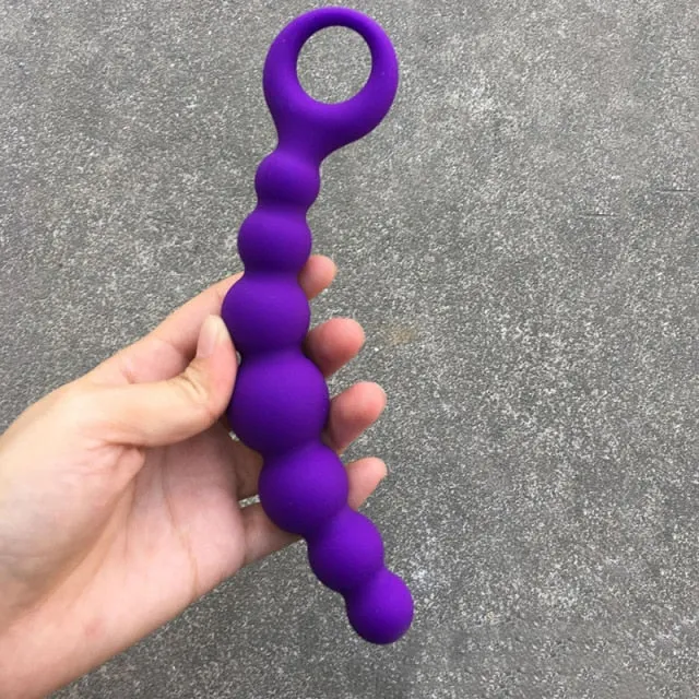 Male Sex Toys Anal Beads Silicone With Finger Handle PlugLust