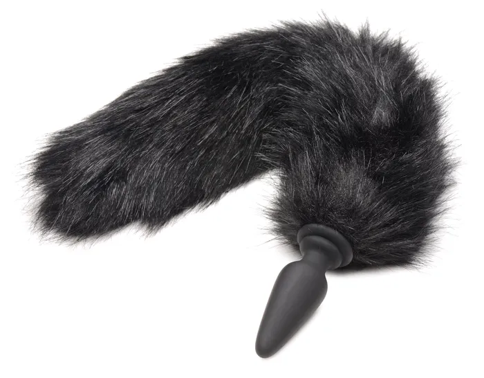 Male Sex Toys XR Brands Large Anal Plug with Interchangeable Fox Tail Black