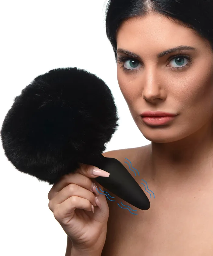 Male Sex Toys XR Brands Large Vibrating Anal Plug with Interchangeable Bunny Tail Black Male Sex Toys XR Brands Large Vibrating Anal Plug with Interchangeable Bunny Tail Black