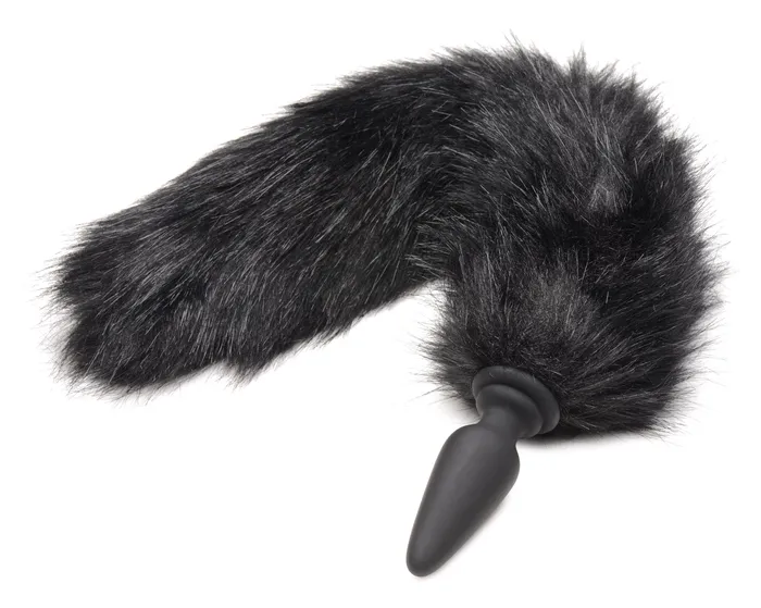 Male Sex Toys XR Brands Small Anal Plug with Interchangeable Fox Tail Black