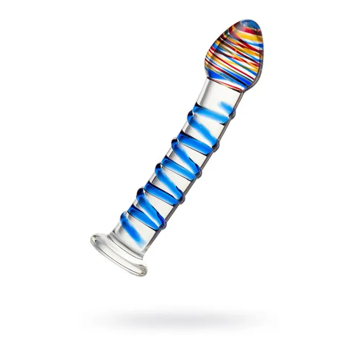 One Stop Adult Shop Dildos Sexus Glass Dildo Blue Swirls 18cm