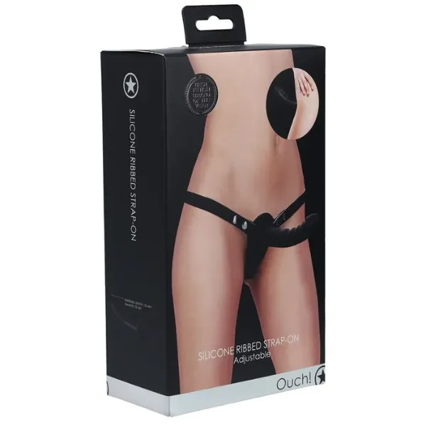 OSAS OUCH Silicone Ribbed StrapOn Blk Female Sex Toys OSAS OUCH Silicone Ribbed StrapOn Blk Female Sex Toys