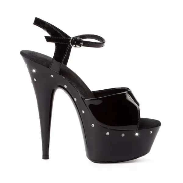 Rhinestone Platform Black 6in Size 7 OSAS Anal