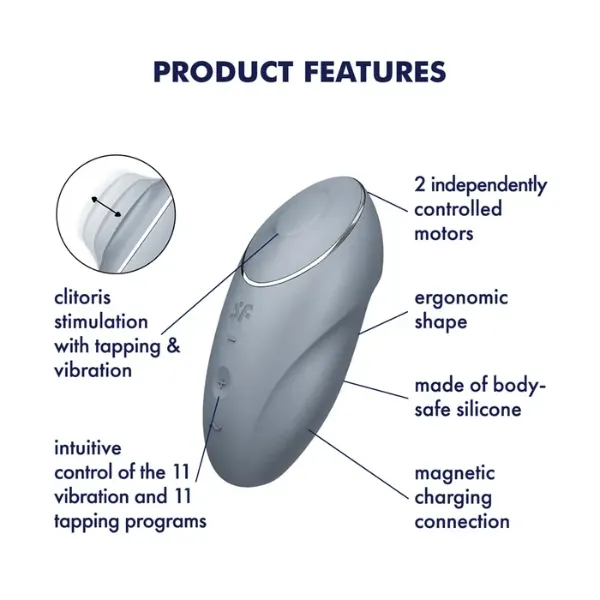 Satisfyer Tap Climax 1 Bluegrey OSAS Vibrators Satisfyer Tap Climax 1 Bluegrey OSAS Vibrators