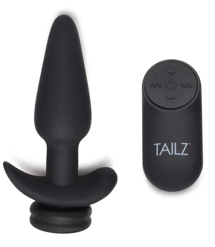 Small Vibrating Anal Plug with Interchangeable Fox Tail Rainbow XR Brands Male Sex Toys