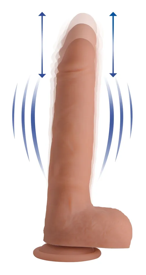Vibrating Thrusting Remote Control Silicone Dildo 9 Inch Curve Toys Anal