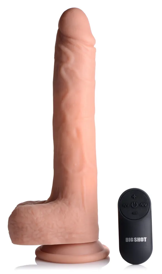 Vibrating Thrusting Remote Control Silicone Dildo 9 Inch Curve Toys Anal