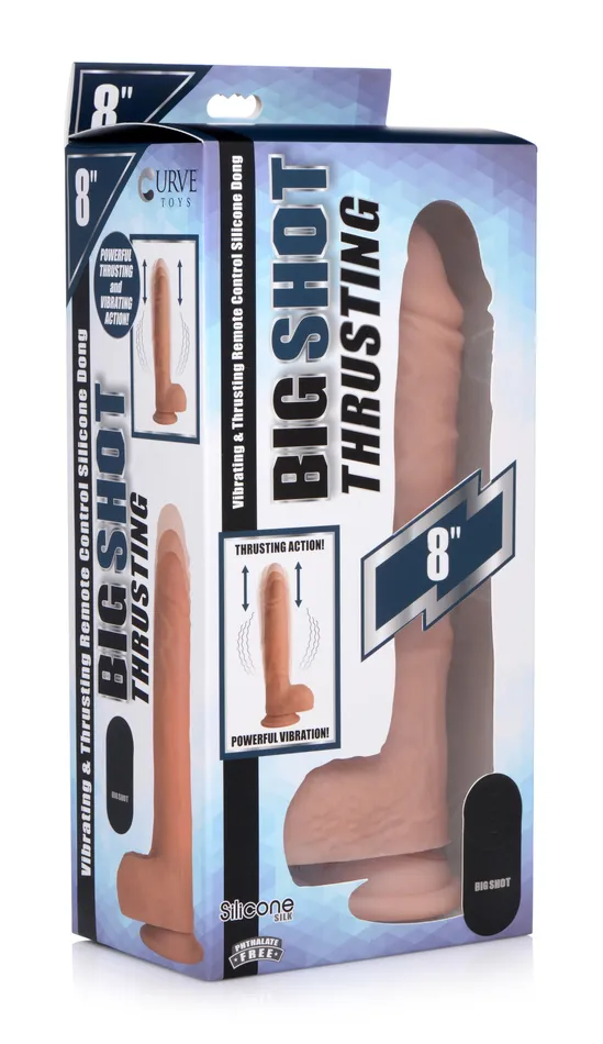 Vibrating Thrusting Remote Control Silicone Dildo 9 Inch Curve Toys Anal