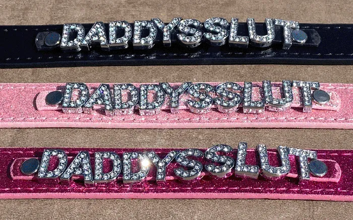 Vibrators Cat House Riot Daddys Slut Rhinestone Collar Choose Your Color