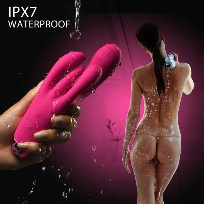 Vibrators XR Brands 10X Triple Rabbit Silicone Vibrator Pink