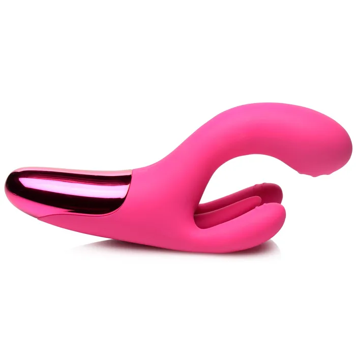 Vibrators XR Brands 10X Triple Rabbit Silicone Vibrator Pink