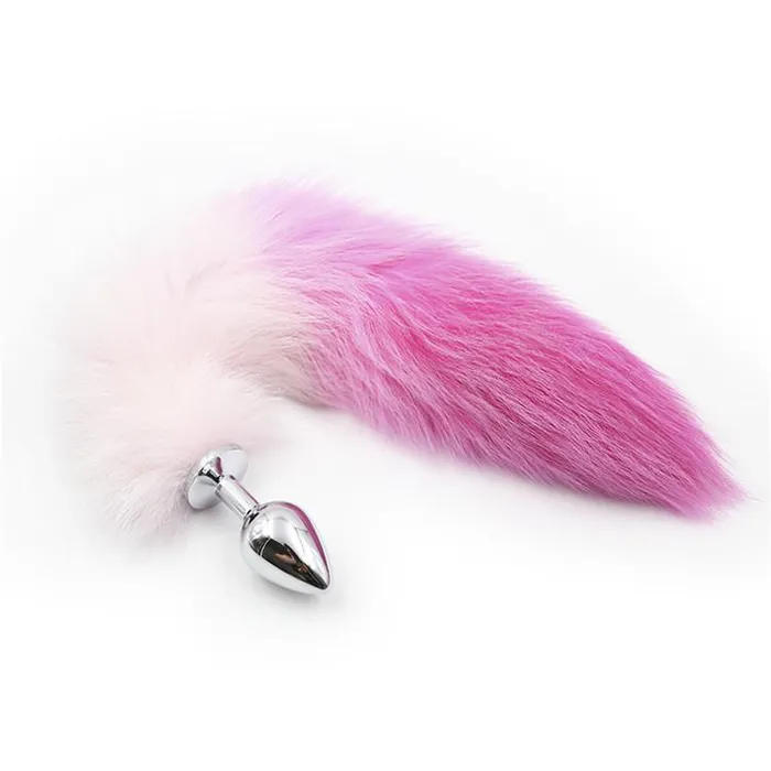 White and Pink Tail Stainless Steel Plug 3 Sizes pluglust Anal