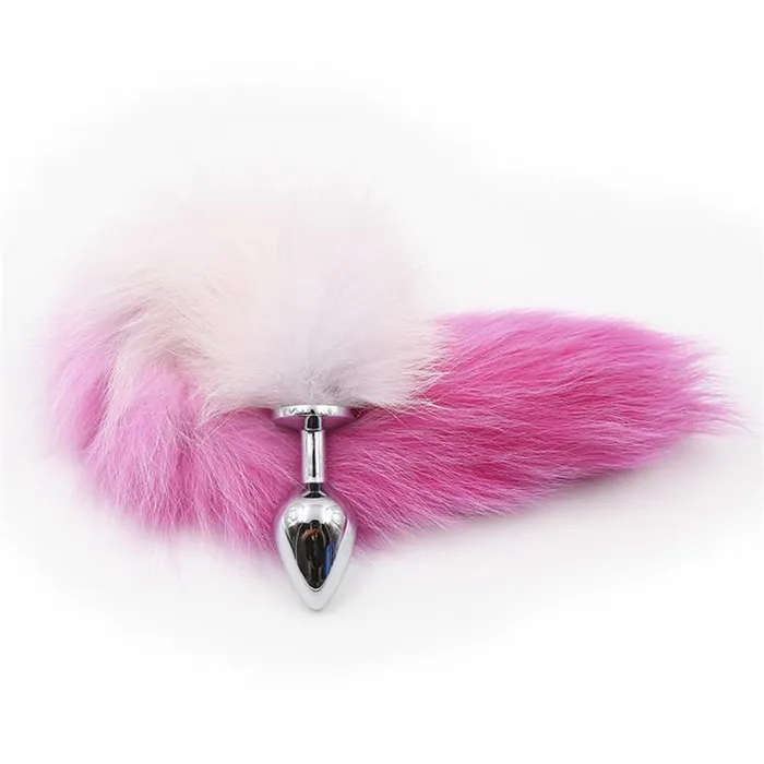 White and Pink Tail Stainless Steel Plug 3 Sizes pluglust Anal