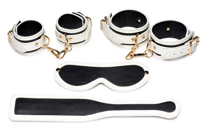 XR Brands Dildos Kink in the Dark Glowing Cuffs Blindfold and Paddle Bondage Set