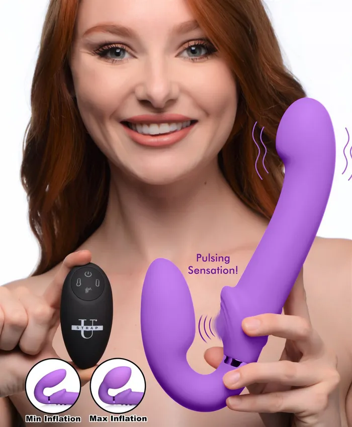XR Brands Female Sex Toys 10X Remote Control ErgoFit GPulse Inflatable and Vibrating Strapless Strapon Purple XR Brands Female Sex Toys 10X Remote Control ErgoFit GPulse Inflatable and Vibrating Strapless Strapon Purple