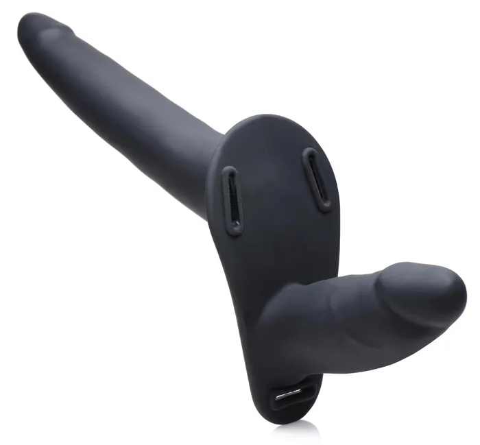 XR Brands Female Sex Toys 28X Power Pegger Beginner Vibrating Double Dildo with Harness and Remote