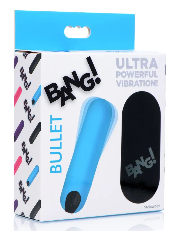XR Brands Female Sex Toys Vibrating Bullet with Remote Control Blue