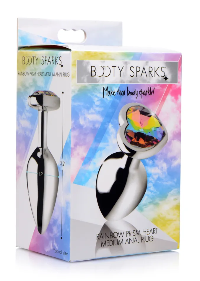 XR Brands Male Sex Toys Rainbow Prism Heart Anal Plug Medium