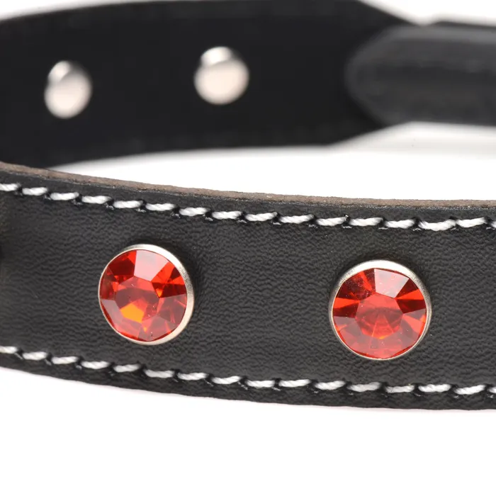 XR Brands Male Sex Toys Rhinestone Choker with ORing Red