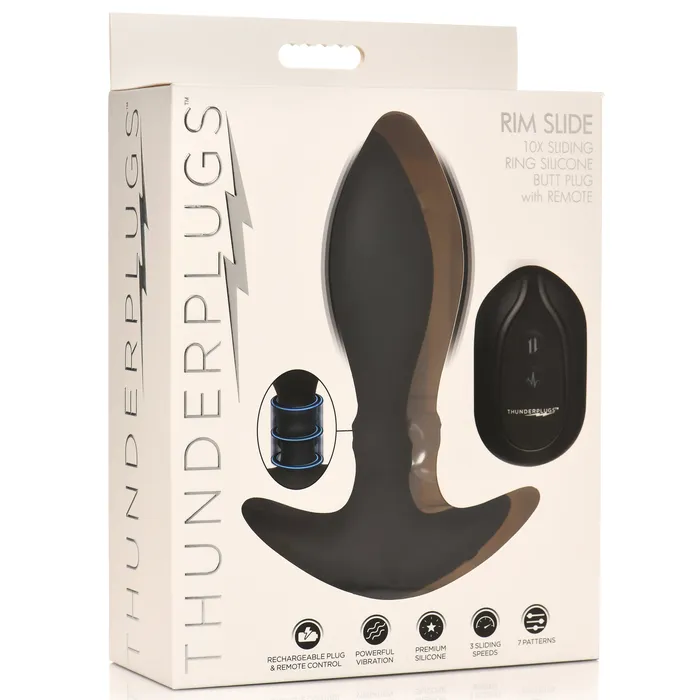 XR Brands Male Sex Toys Rim Slide 10X Sliding Ring Silicone Butt Plug with Remote