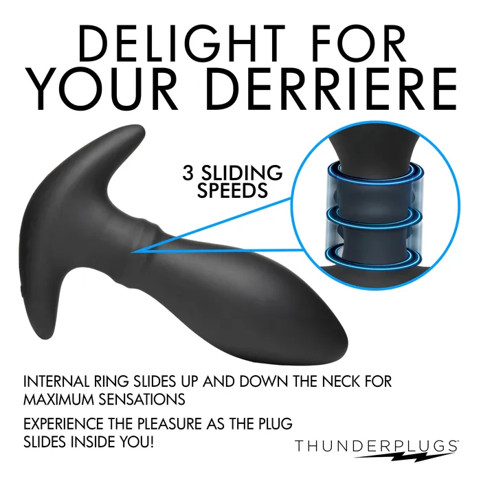 XR Brands Male Sex Toys Rim Slide 10X Sliding Ring Silicone Butt Plug with Remote
