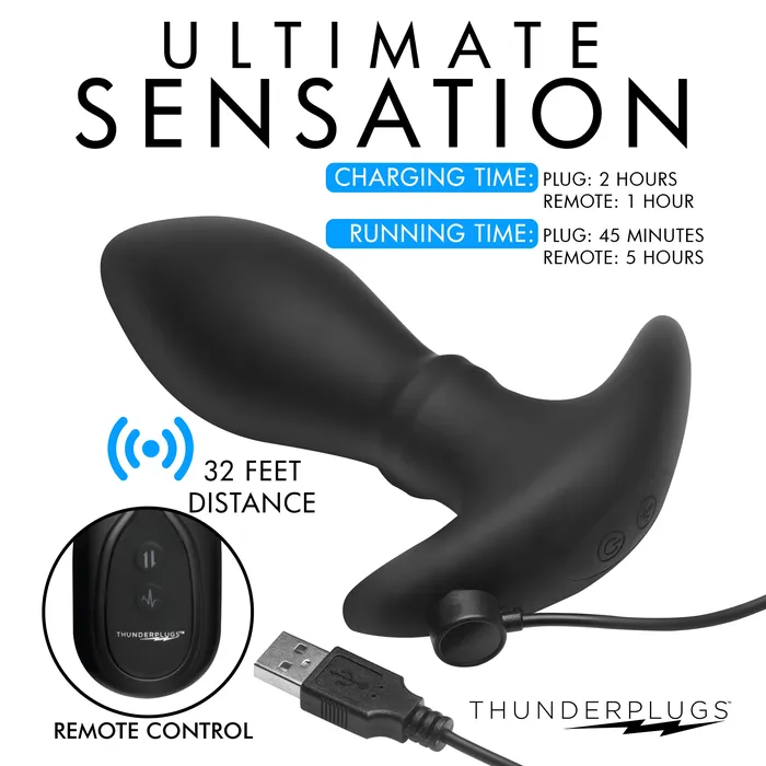 XR Brands Male Sex Toys Rim Slide 10X Sliding Ring Silicone Butt Plug with Remote