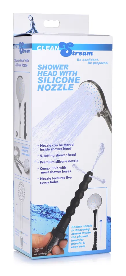 XR Brands Male Sex Toys Shower Head with Silicone Enema Nozzle