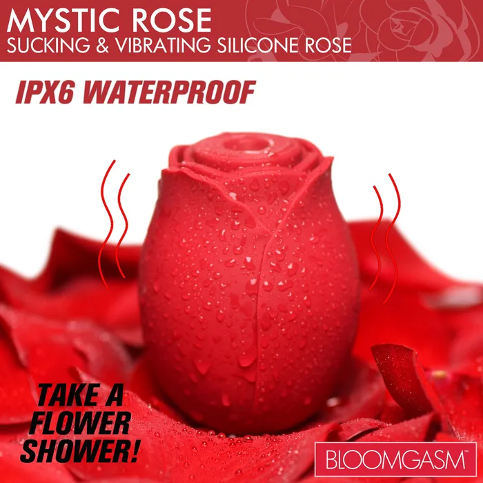 XR Brands Vibrators Mystic Rose Sucking and Vibrating Silicone Rose