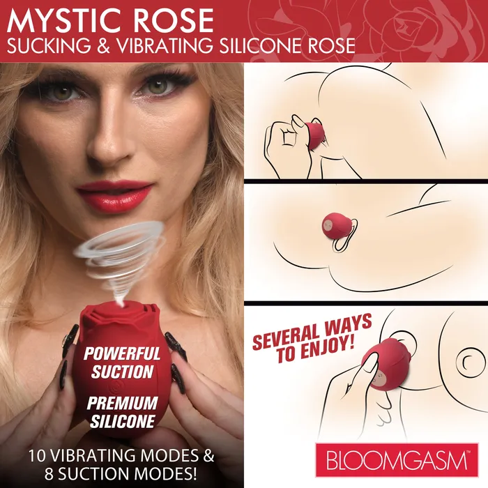XR Brands Vibrators Mystic Rose Sucking and Vibrating Silicone Rose