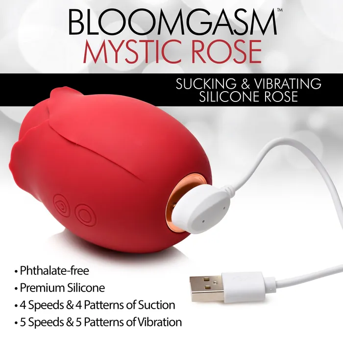 XR Brands Vibrators Mystic Rose Sucking and Vibrating Silicone Rose