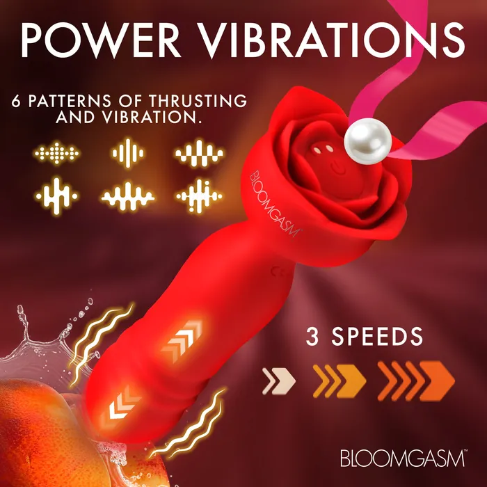 XR Brands Vibrators Rose Delight Silicone Thrusting Vibrator